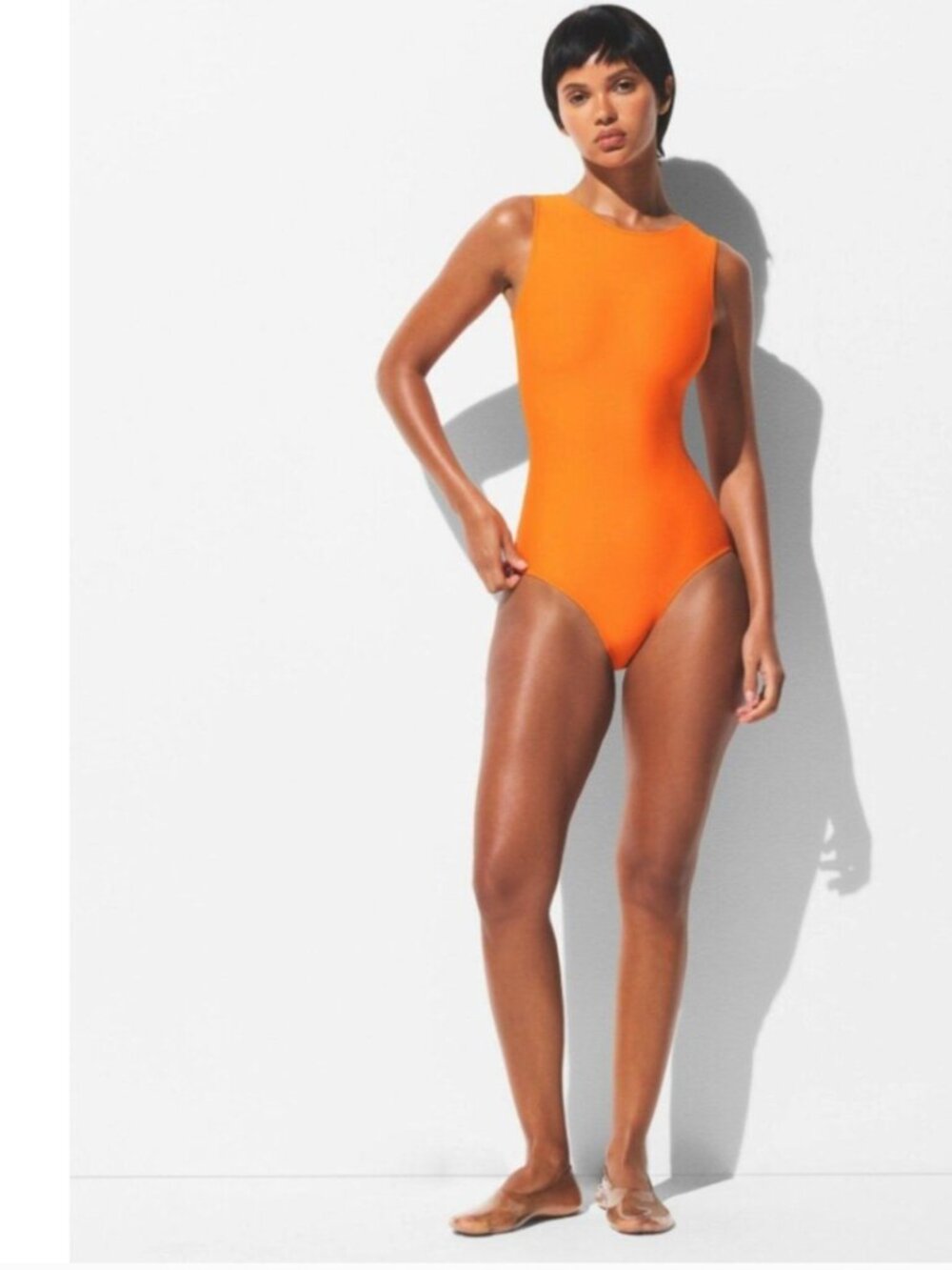 SKIMS Signature High Neck Swim One Piece – Tangerine (Size L) - NWT - Picture 2 of 8